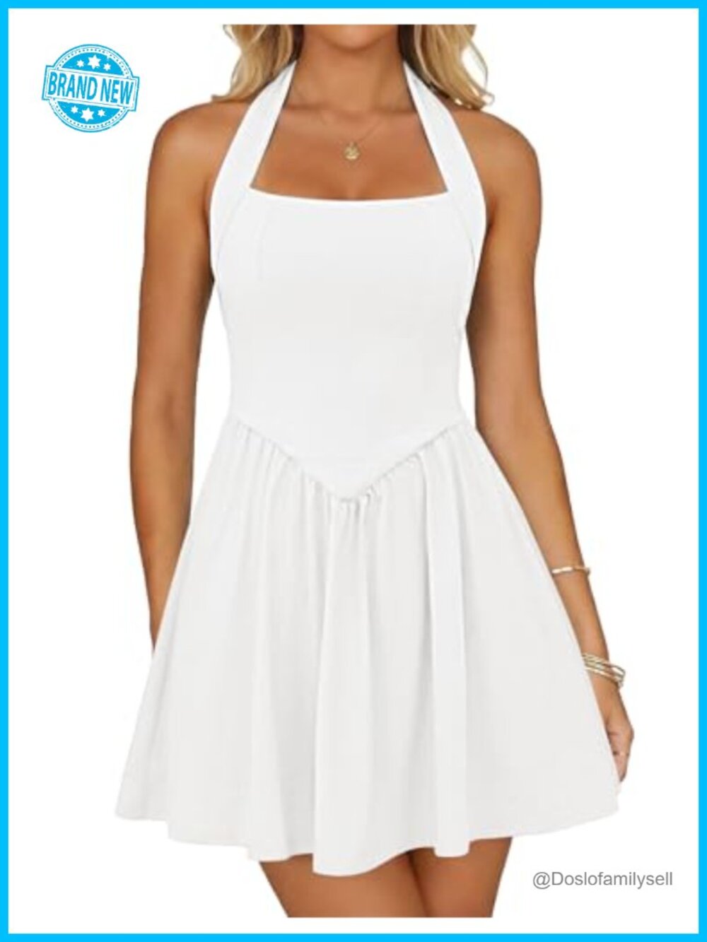 Women Halter Sleeveless Mini Dress Backless Fit & Flare Cocktail